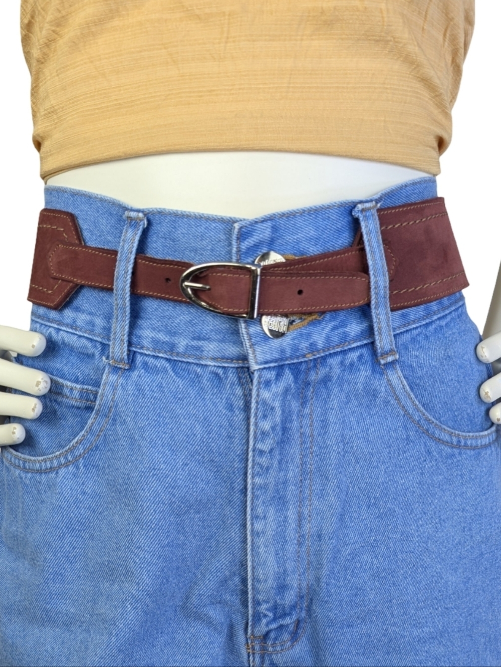 Vintage Gary Kamioner Made in France Suede Wide Burgundy Statement Belt 29"-33"